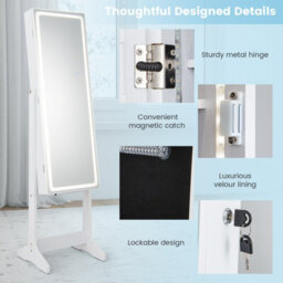 Costway Standing Jewelry Cabinet Lockable Jewelry Armoire W/ Led Lights - thumbnail 9