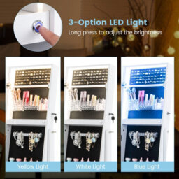 Costway Standing Jewelry Cabinet Lockable Jewelry Armoire W/ Led Lights - thumbnail 8