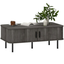 Grey Coffee Table With Storage & Sliding Doors - thumbnail 1