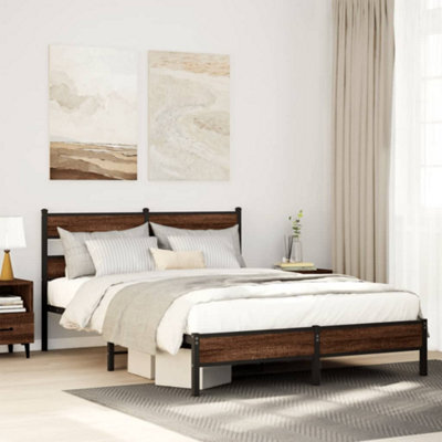 Berkfield Bed Frame Without Mattress Brown Oak 160X200 Cm Engineered Wood - image 1