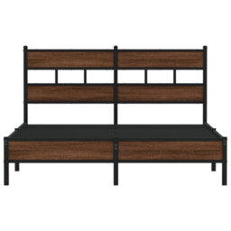 Berkfield Bed Frame Without Mattress Brown Oak 160X200 Cm Engineered Wood - thumbnail 4