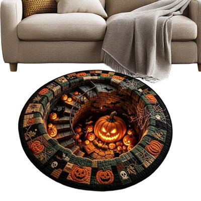 Amorly 80Cm Halloween Optical Illusion, Rug Plush Non-Slip, Pumpkin Illusion Carpet Modern Soft Floor,doormat For Home, Bedroom Indoor - image 1