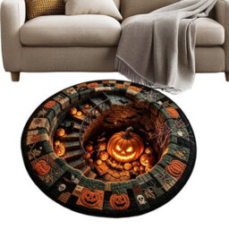 Amorly 80Cm Halloween Optical Illusion, Rug Plush Non-Slip, Pumpkin Illusion Carpet Modern Soft Floor,doormat For Home, Bedroom Indoor - thumbnail 1