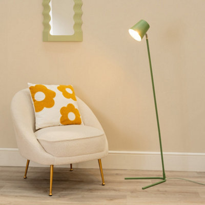 Valuelights Lark Sage Green Metal Task Slimline Floor Lamp And Led Bulb - image 1