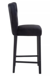 Premier Housewares Interiors By Premier Black Fabric Bar Stool With Diamon Button Details, Bar Chair With Back, Footrest Bar Stool For Kitchen Bar - thumbnail 3