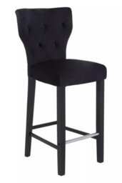 Premier Housewares Interiors By Premier Black Fabric Bar Stool With Diamon Button Details, Bar Chair With Back, Footrest Bar Stool For Kitchen Bar - thumbnail 2