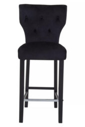 Premier Housewares Interiors By Premier Black Fabric Bar Stool With Diamon Button Details, Bar Chair With Back, Footrest Bar Stool For Kitchen Bar - thumbnail 1