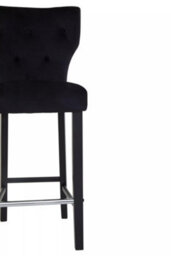 Premier Housewares Interiors By Premier Black Fabric Bar Stool With Diamon Button Details, Bar Chair With Back, Footrest Bar Stool For Kitchen Bar - thumbnail 5