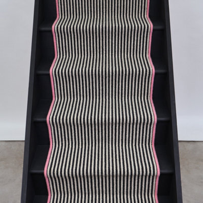 RainbowHome Mayfair Wool Stair Runner With 100% Wool Pink Edge 55Cm X 700Cm - image 1