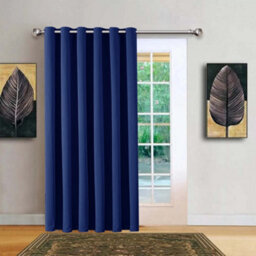 Bedlooms Navy Blackout Thermal Insulated Eyelet Ready Made Ring Top Single Curtain Panel 66 X 84 Inches With Tie Back - thumbnail 2