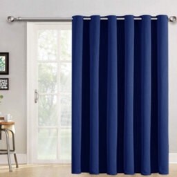 Bedlooms Navy Blackout Thermal Insulated Eyelet Ready Made Ring Top Single Curtain Panel 66 X 84 Inches With Tie Back - thumbnail 1