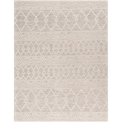 Livabliss Hygge-Hand Woven Charcoal White Wool Global Living Dining Bedroom Rug 244 X 305 Cm Easy Care, Non Shedding - image 1