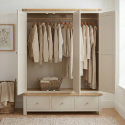 The Furniture Market Marbury Putty Grey Painted Triple 3 Door Mirrored Wardrobe With 3 Drawers - thumbnail 3