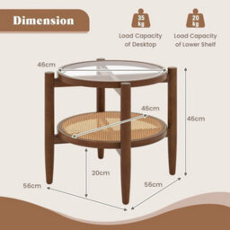 2 Tier Round Side End Table Sofa Beside Accent Center Table W/ Storage Shelf - thumbnail 2