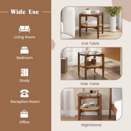 2 Tier Round Side End Table Sofa Beside Accent Center Table W/ Storage Shelf - thumbnail 6