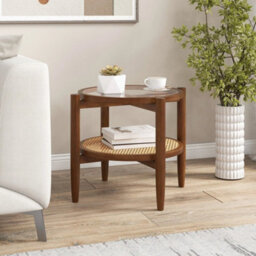 2 Tier Round Side End Table Sofa Beside Accent Center Table W/ Storage Shelf - thumbnail 5