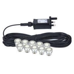First Choice Lighting Set Of 10 15mm Round Stainless Steel Ip67 Blue Led Plinth Decking Kit - thumbnail 5