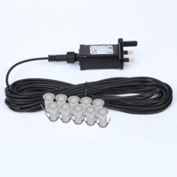First Choice Lighting Set Of 10 15mm Round Stainless Steel Ip67 Blue Led Plinth Decking Kit