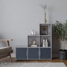 Urbn-Living 6-Cube Step Shelving Unit With Metal Handle Doors