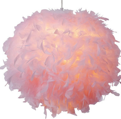 Klass Home Collection 40Cm Pink Feather Light Shade, Lamp Shade For Pendant Ceiling Light, Table Lamp, Floor Lamp - image 1