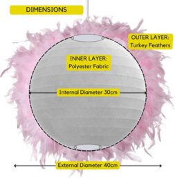Klass Home Collection 40Cm Pink Feather Light Shade, Lamp Shade For Pendant Ceiling Light, Table Lamp, Floor Lamp - thumbnail 2