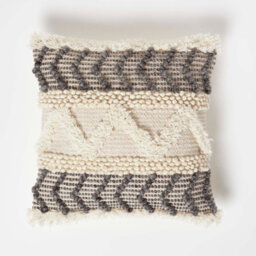 Homescapes Homecapes Lindi Handwoven Tufted Cream Kilim Cushion 45 X 45 Cm