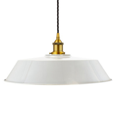 Pale Grey Large Chancery Painted Dome Pendant Light With Antique Gold Lamp Holder And Black Twisted Cable - Se Home - image 1