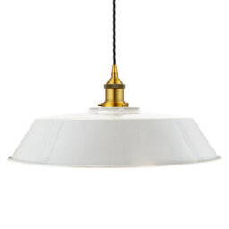Pale Grey Large Chancery Painted Dome Pendant Light With Antique Gold Lamp Holder And Black Twisted Cable - Se Home - thumbnail 1