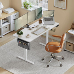 Professional Desk, Large Electric Standing Platform With Memory Control, Cloud White