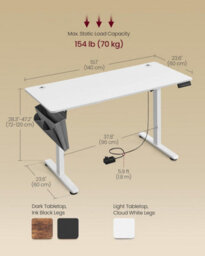 Professional Desk, Large Electric Standing Platform With Memory Control, Cloud White - thumbnail 2