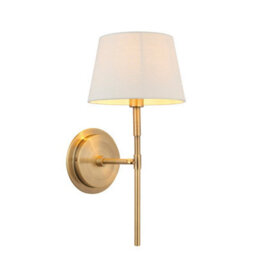 Luminosa Lighting Luminosa Rennes & Cici Wall Lamp With Shade Antique Brass Plate & Ivory Linen Mix Fabric