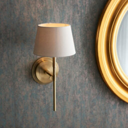Luminosa Lighting Luminosa Rennes & Cici Wall Lamp With Shade Antique Brass Plate & Ivory Linen Mix Fabric - thumbnail 3