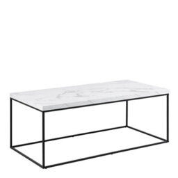 Furniture To Go Barossa Coffee Table With White Marble Carrara Top & Black Steel Base 110X55X45Cm - thumbnail 1