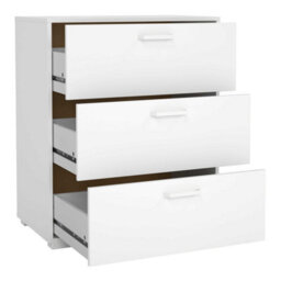 Wyld Haus Stuttgart Gloss White 3-Drawer Chest With Carved Detailing 827 X 700 X 398 mm - thumbnail 8