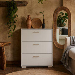 Wyld Haus Stuttgart Gloss White 3-Drawer Chest With Carved Detailing 827 X 700 X 398 mm - thumbnail 3