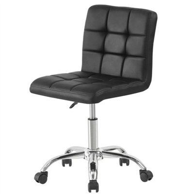 Swivel Office Chair Adjustable Pu Leather Small Home Computer Desk Stool Black - image 1
