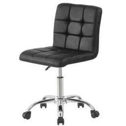 Swivel Office Chair Adjustable Pu Leather Small Home Computer Desk Stool Black