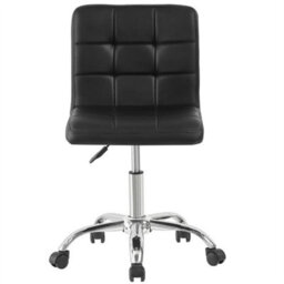Swivel Office Chair Adjustable Pu Leather Small Home Computer Desk Stool Black - thumbnail 5