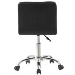 Swivel Office Chair Adjustable Pu Leather Small Home Computer Desk Stool Black - thumbnail 4