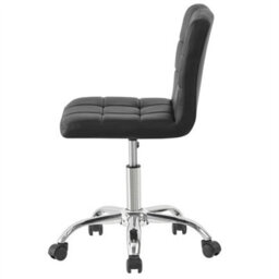 Swivel Office Chair Adjustable Pu Leather Small Home Computer Desk Stool Black - thumbnail 3