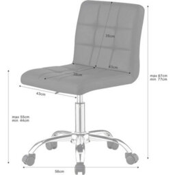 Swivel Office Chair Adjustable Pu Leather Small Home Computer Desk Stool Black - thumbnail 2