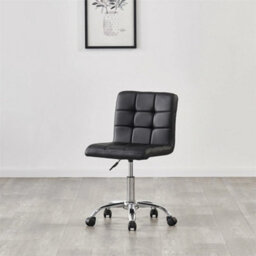 Swivel Office Chair Adjustable Pu Leather Small Home Computer Desk Stool Black - thumbnail 6
