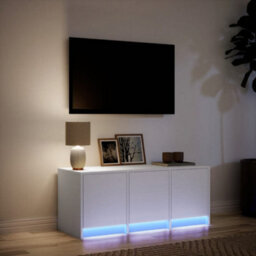 Berkfield Sturdy Tv Cabinet With Led White 97X34X40 Cm Engineered Wood - thumbnail 5