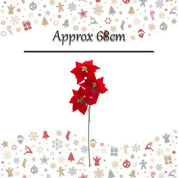 3 Head Ponisettia Bunch Christmas Decoration X 1 68Cm Red - thumbnail 2