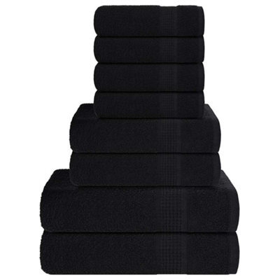 Berkfield 8 Piece Towel Set Black 360 Gsm 100% Cotton - image 1