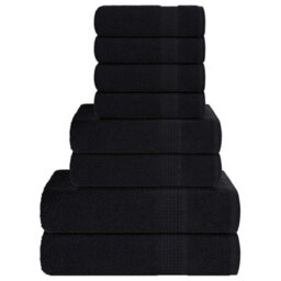 Berkfield 8 Piece Towel Set Black 360 Gsm 100% Cotton