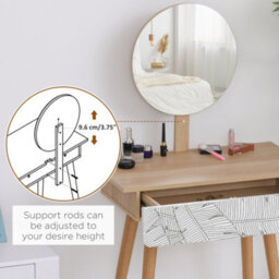 Homcom Wooden Compact Dressing Table W/ Drawer Mirror 4 Legs Table Top Bedroom - thumbnail 4