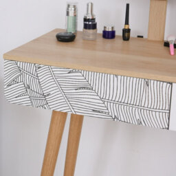 Homcom Wooden Compact Dressing Table W/ Drawer Mirror 4 Legs Table Top Bedroom - thumbnail 9