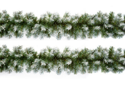Premier Decorations Limited 2 X Artificial Christmas Garland Snow Tipped Green Garland Premier Decor 2.7M - image 1