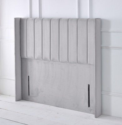 "Adore Designs Portland Winged Plush Velvet 6Ft Super King 50"" Floor Standing Headboard - Silver"